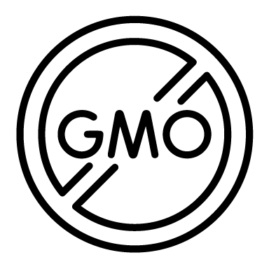 Circular logo with 'GMO' text inside a prohibited symbol on a white background