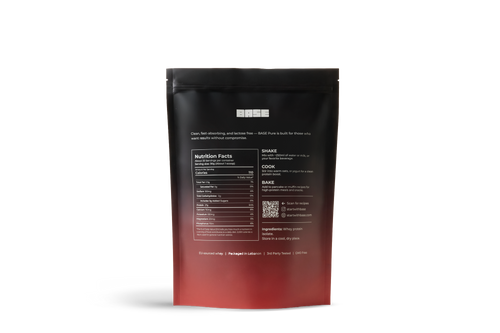 Black and red product packaging with nutritional information on a white background